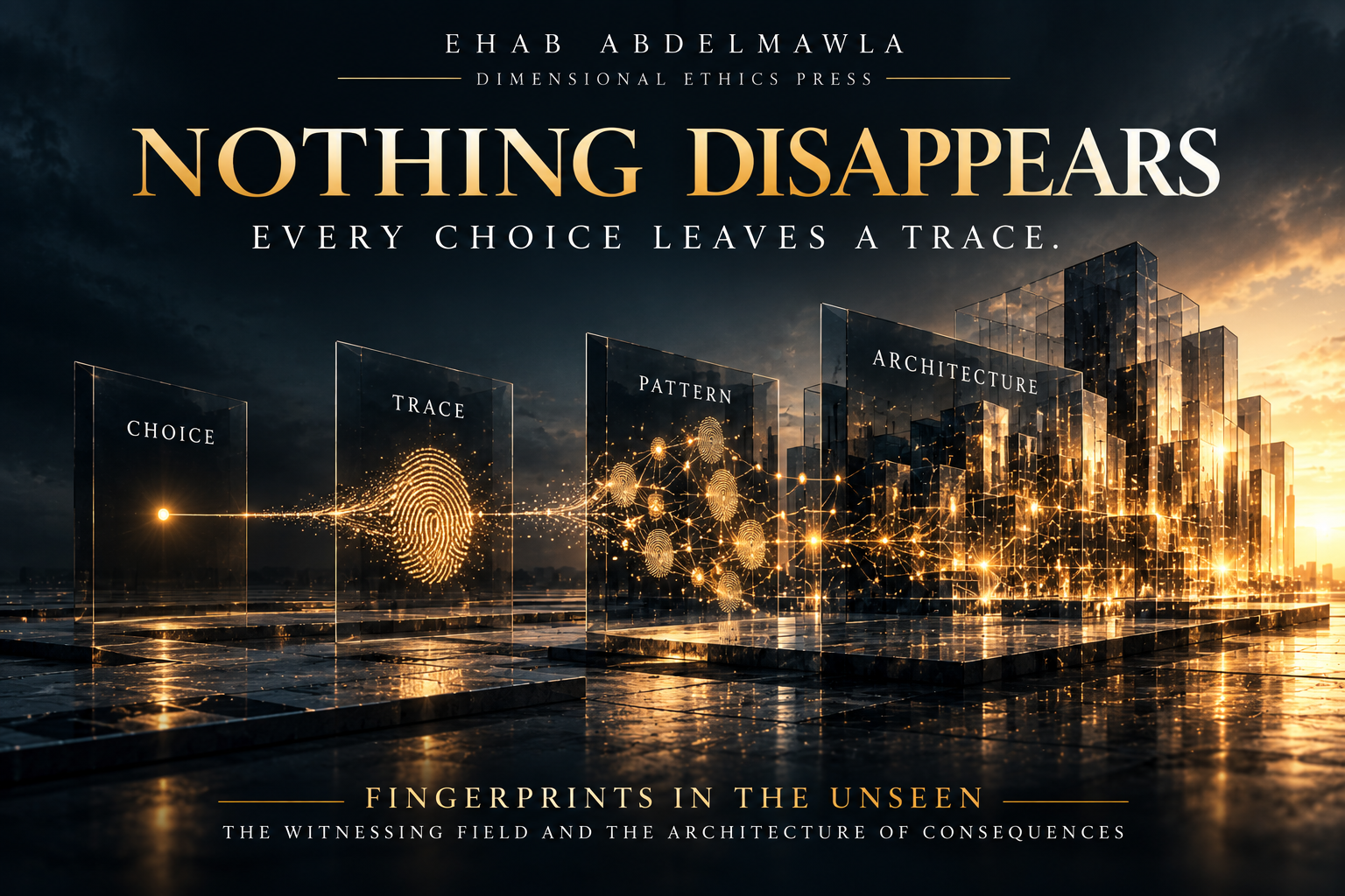 Nothing Disappears — Every choice leaves a trace. Choice, Trace, Pattern, Architecture. Fingerprints in the Unseen.