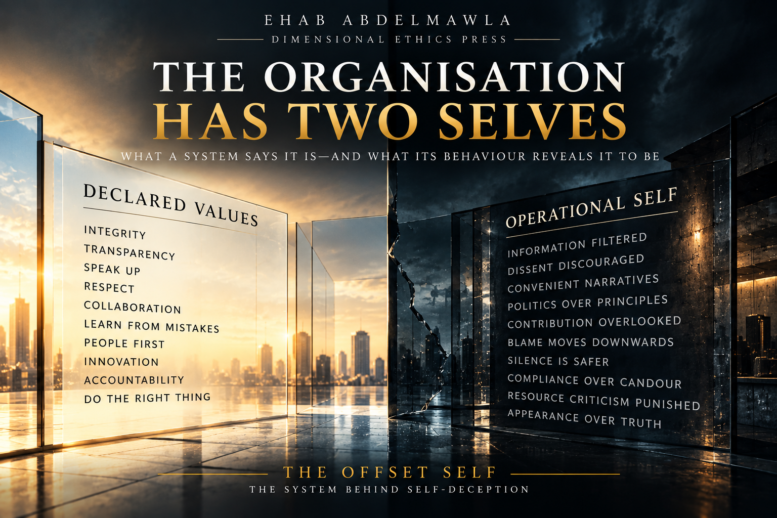 The Organisation Has Two Selves — declared values and operational self, with The Offset Self book reference